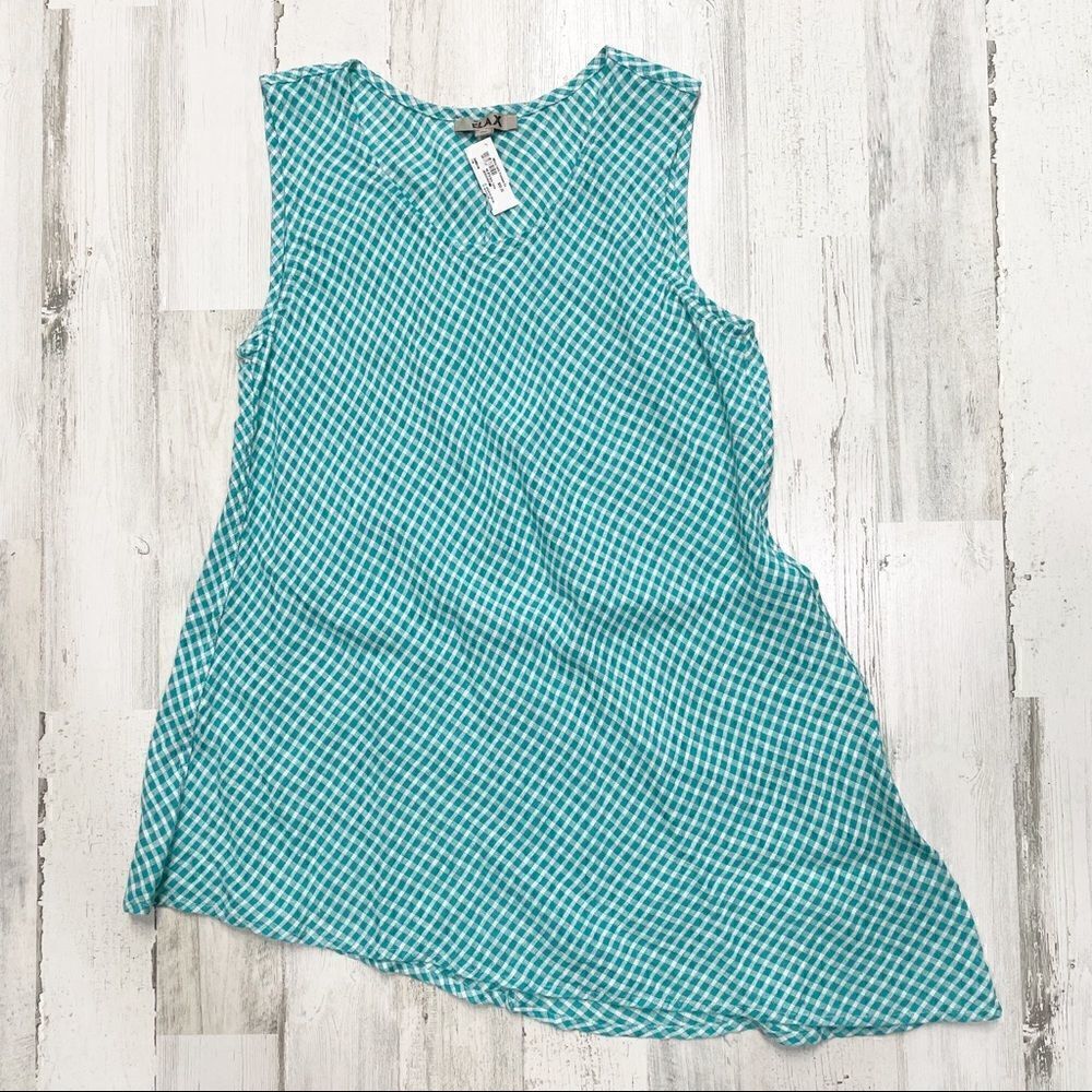 FLAX Airy Tunic in Jade Gingham